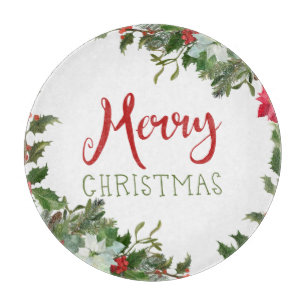 Merry Christmas greenery  Cutting Board