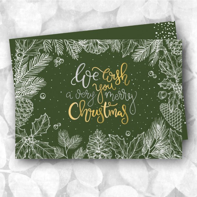 Merry Christmas Greenery Flat Holiday Card (Creator Uploaded)