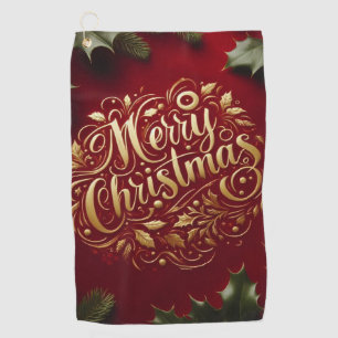 Merry Christmas greenery Golf Towel