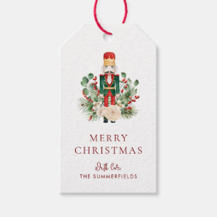Merry Christmas Greenery Nutcracker Holiday Script Gift Tags