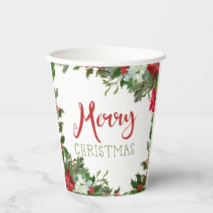 Merry Christmas greenery Paper Cups