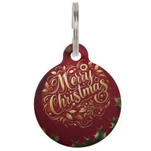 Merry Christmas greenery Pet Tag