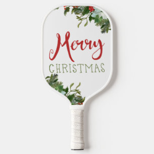 Merry Christmas greenery  Pickleball Paddle