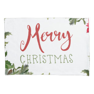 Merry Christmas greenery  Pillowcase