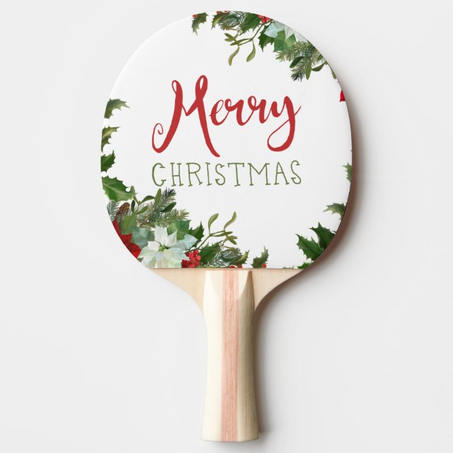 Merry Christmas greenery  Ping Pong Paddle (Front)