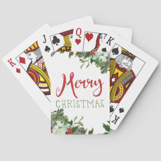 Merry Christmas greenery Playing Cards