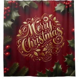 Merry Christmas greenery Shower Curtain