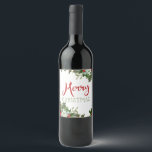 Merry Christmas greenery  Wine Label<br><div class="desc">classic</div>