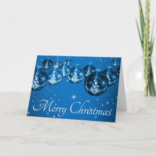 Merry Christmas Greeting Card, Blue Holiday Card