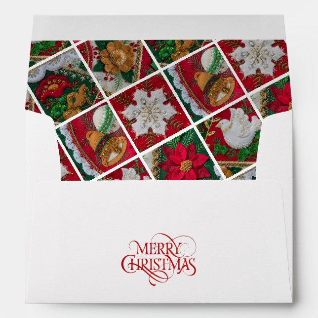 Merry Christmas Greeting Card Envelope Red & Green (Back (Bottom))