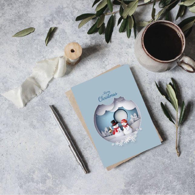 Merry Christmas Greeting Card Fun Snowman Snowball (Creator Uploaded)