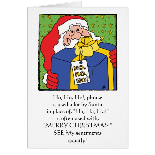 Merry Christmas Greeting Card "HO, HO, HO" (Front)