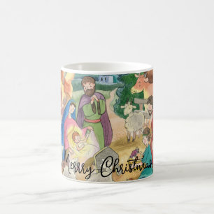 Merry Christmas greeting  card , Little Jesus Chri Coffee Mug
