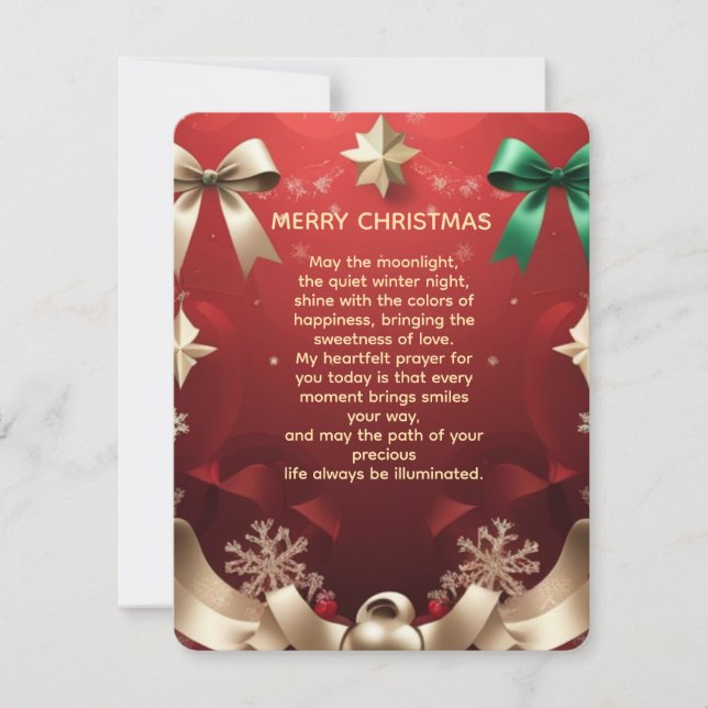 Merry Christmas Greeting Card with Festive Ribbons (Front)