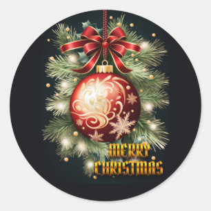 Merry Christmas Greeting Classic Round Sticker
