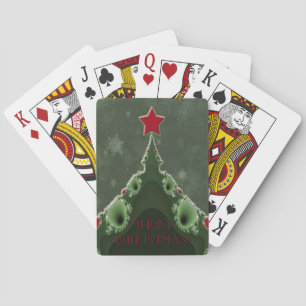 Merry Christmas Greeting - Fractal Tree and Star Playing Cards