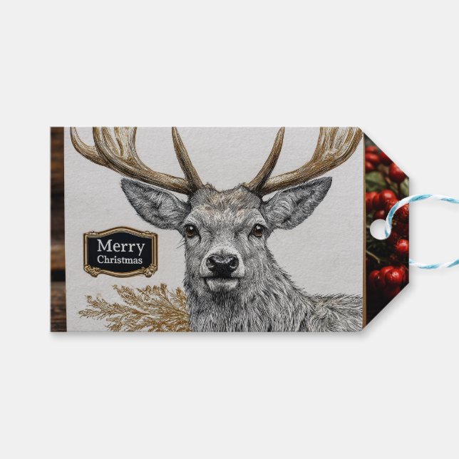 Merry Christmas greeting Gift Tags (Front (Horizontal))