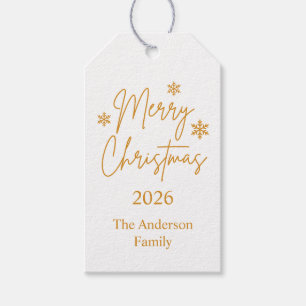 Merry Christmas Greeting Gold  Gift Tags