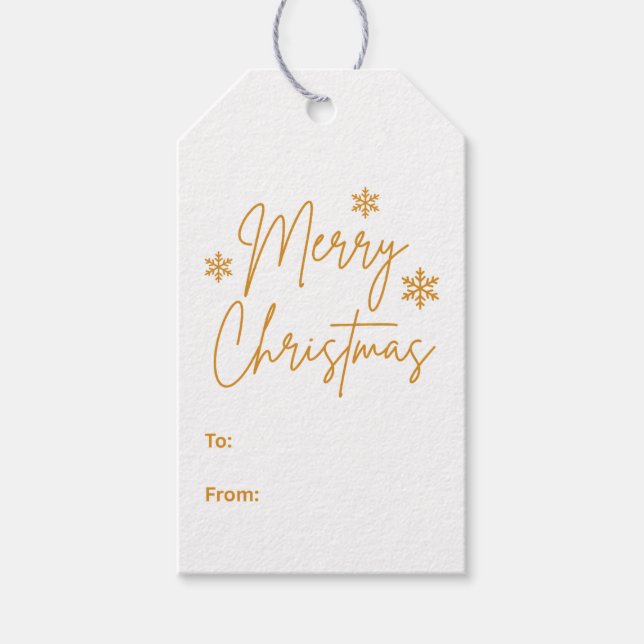 Merry Christmas Greeting Gold  Gift Tags (Front)