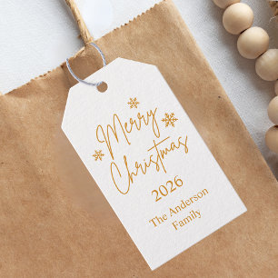 Merry Christmas Greeting Gold  Gift Tags