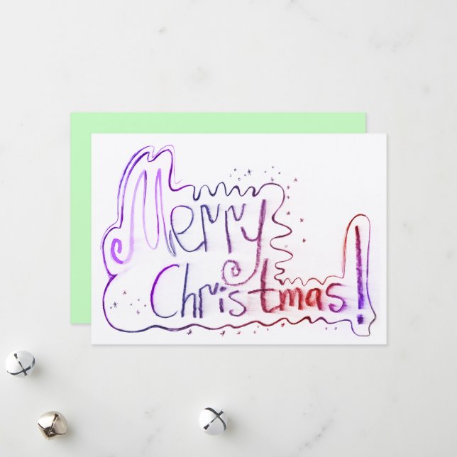 Merry Christmas greeting hand lettering Holiday Card (Front/Back In Situ)