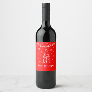 Merry Christmas greeting  in sketchy style Wine Label