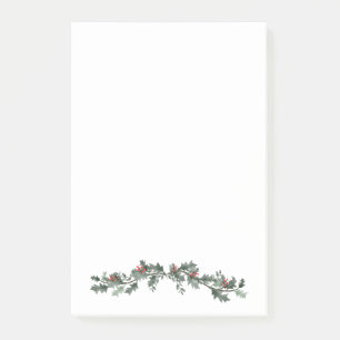 Merry Christmas greeting mistletoe and pine wreath Post-it Notes