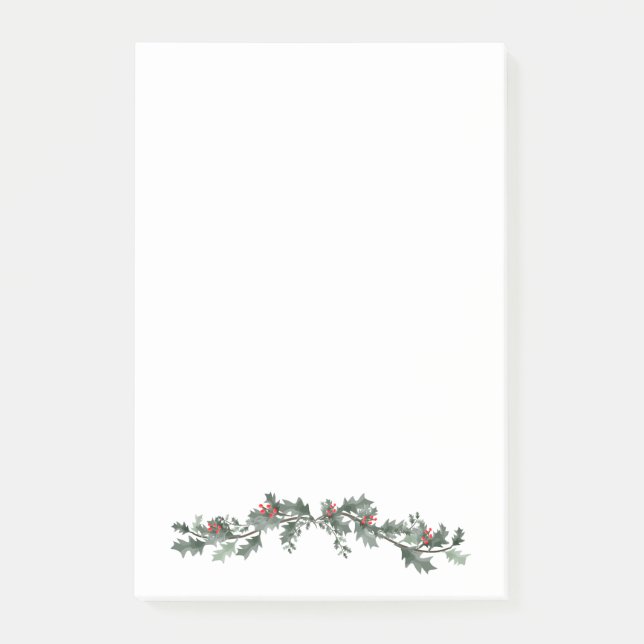 Merry Christmas greeting mistletoe and pine wreath Post-it Notes (Front)