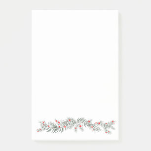 Merry Christmas greeting mistletoe and pine wreath Post-it Notes
