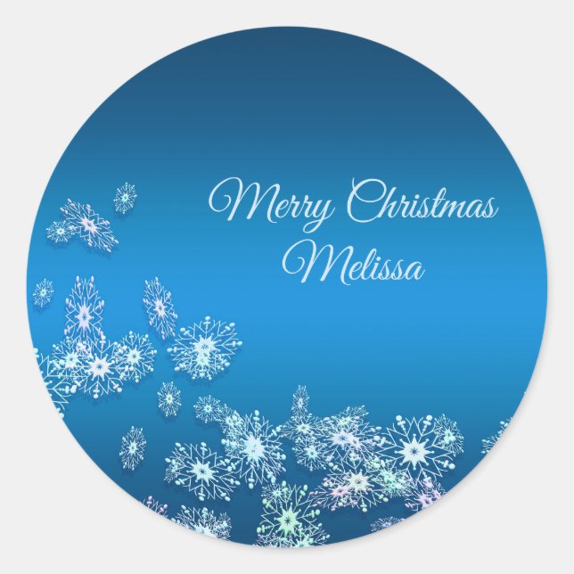 Merry Christmas. Greeting.Name. Classic Round Sticker (Front)