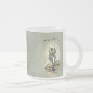 Merry Christmas Greeting - Northern Flicker Frosted Glass Coffee Mug