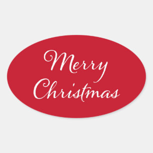 Merry Christmas Greeting Oval Sticker