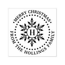 Merry Christmas Greeting Snowflake Name Initial