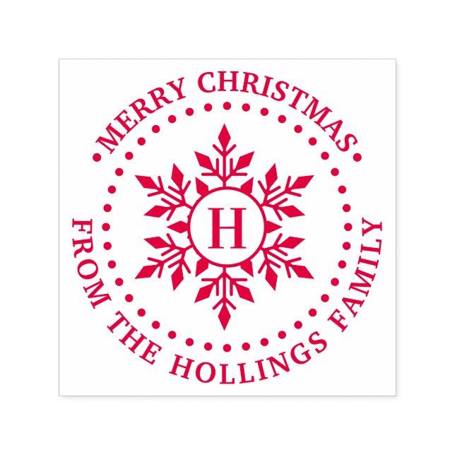 Merry Christmas Greeting Snowflake Name Initial Self-inking Stamp (Design)