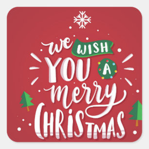 Merry Christmas Greeting Square Sticker