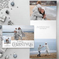 Merry Christmas Greeting with Photo Insert Silver