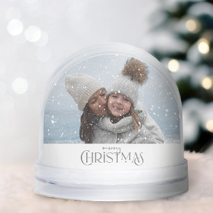 Merry Christmas Greeting with Photo Snow Globe
