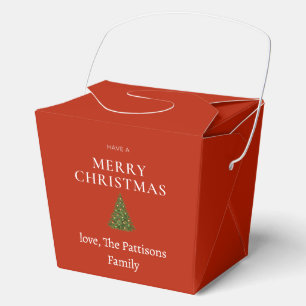 Merry Christmas greeting with tree on red custom Favour Box