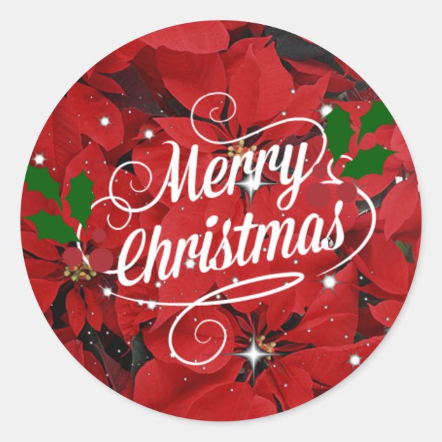 Merry Christmas greetings Classic Round Sticker (Front)