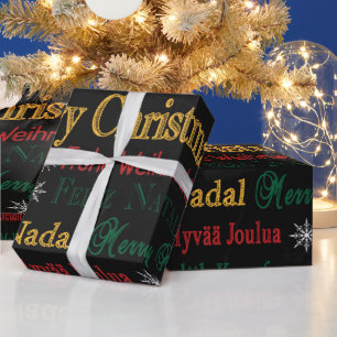 Merry Christmas Greetings in Different Language    Wrapping Paper