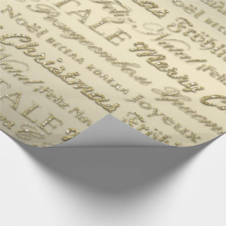 Merry Christmas Greetings Multi-Languages Gold Wrapping Paper