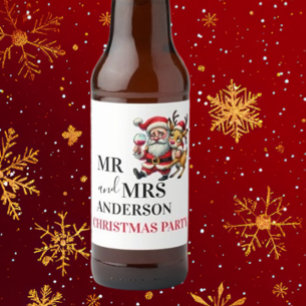 Merry Christmas Greetings Santa Beer Bottle Label