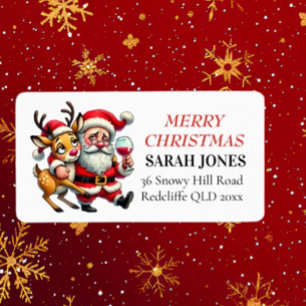 Merry Christmas Greetings Santa Label