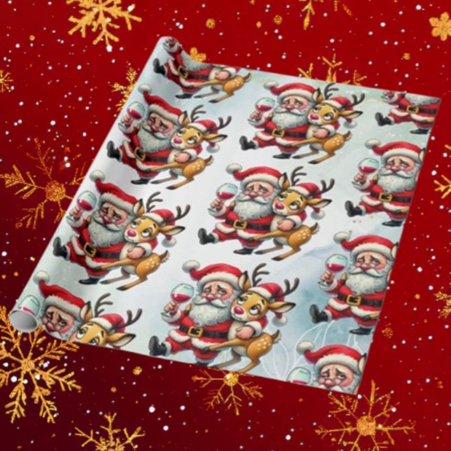 Merry Christmas Greetings Santa Wrapping Paper (Spread joy this holiday season with Brett Designs' Merry Christmas Greetings Santa Wrapping Paper.)
