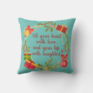 Merry Christmas Greetings Throw Pillow