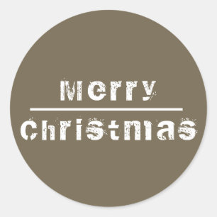 Merry Christmas Grey and White Holiday Classic Round Sticker