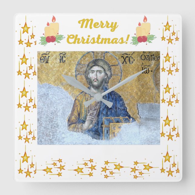 “Merry-Christmas” Grey Handel Acrylic Wall Clock (Front)