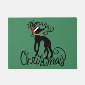 Merry Christmas Greyhound Reindeer Doormat