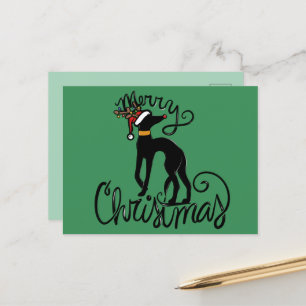 Merry Christmas Greyhound Reindeer  Postcard
