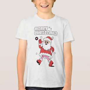 Merry Christmas - Groovy Santa Strut Tri-Blend Shirt